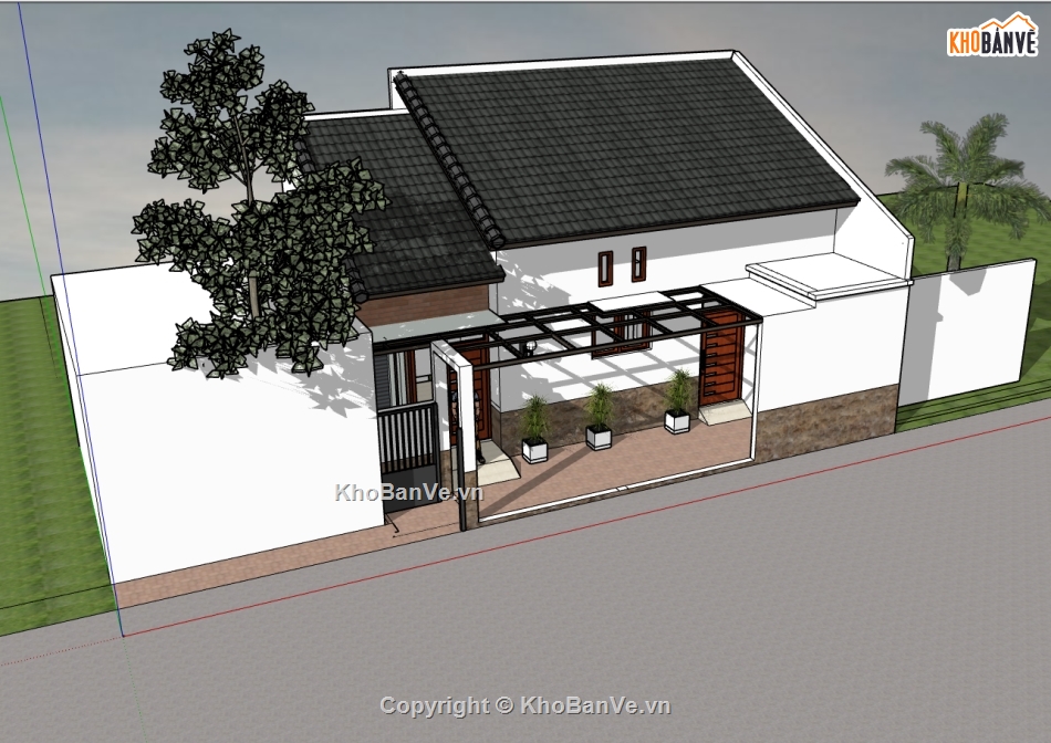 sketchup nhà 1 tầng,nhà 1 tầng file su,nhà 1 tầng model 3d,model sketchup nhà 1 tầng